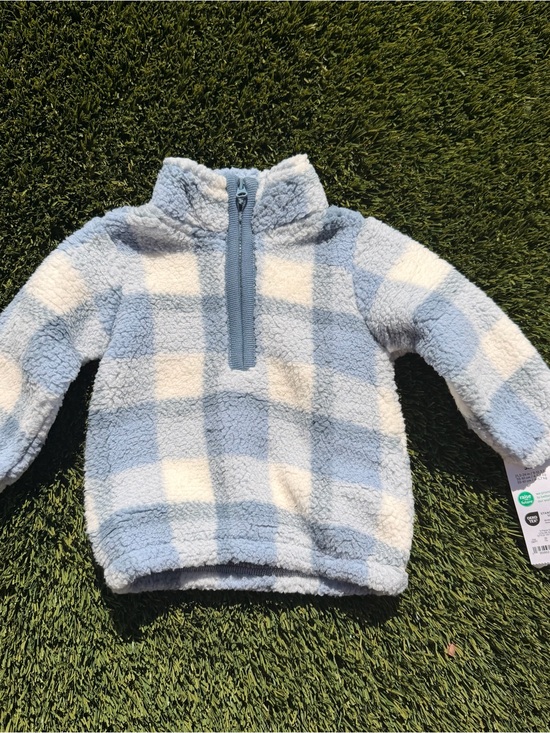 Carter's Other - Carter's Blue and White Sherpa Plaid Quarter-Zip Pullover